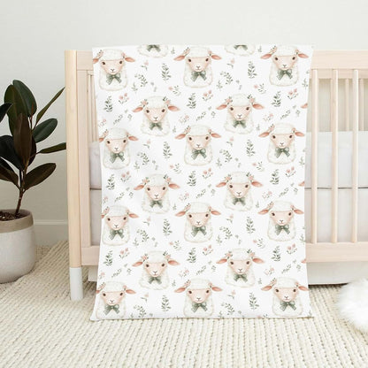 Wicbfdfv Watercolor Lamb Floral Leaves Baby Boy Girl Blankets Cute Sheep Goat Wildflowers Flannel Blanket Farm Animals (photo 2)