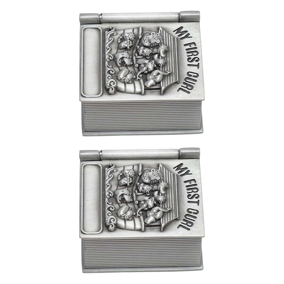 MAVIS LAVEN Baby Tooth Keepsake Box Set Zinc Alloy First Tooth and Curl Storage Box 4x4x2.2cm Blue Velvet Lining 2 (photo 4)