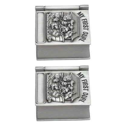 MAVIS LAVEN Baby Tooth Keepsake Box Set Zinc Alloy First Tooth and Curl Storage Box 4x4x2.2cm Blue Velvet Lining 2 (photo 4)