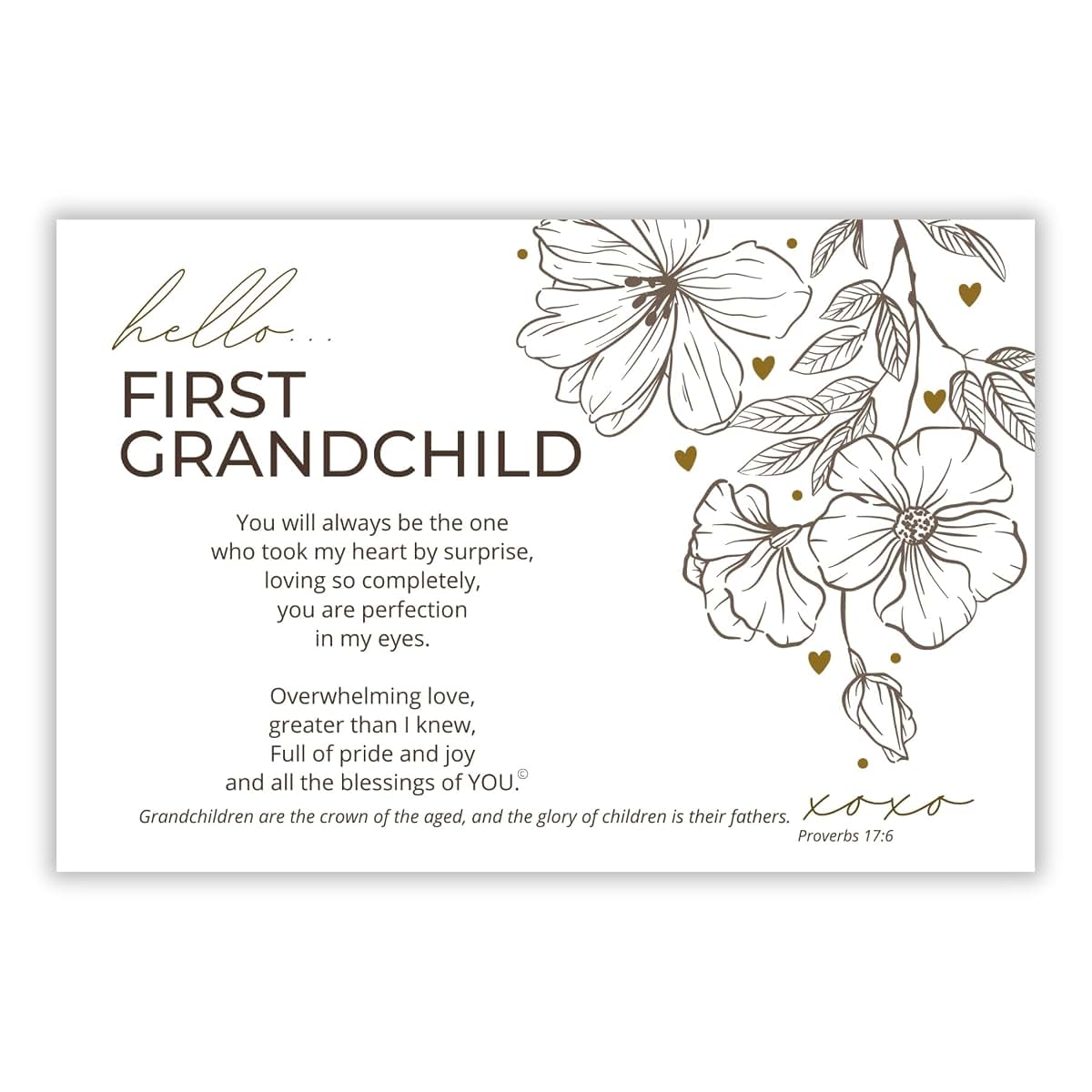 First Grandchild Poetry Picture Frame with Scripture, White Bi-Fold
