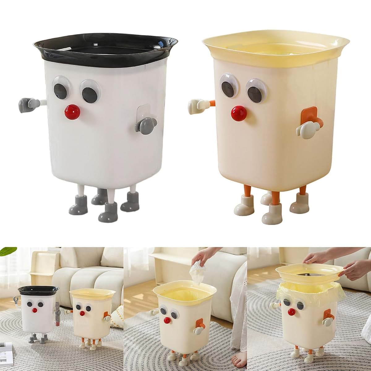 IWOMA Large Eye Lidless Trash Bin For Kids Room Decor