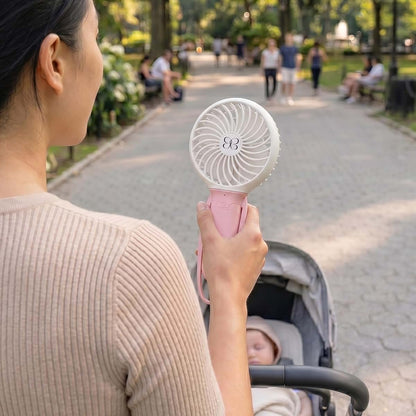 Buggygear 3-Speed USB Rechargeable Turbo Fan with Power Bank and LED Flashlight - Pink/White (photo 2)