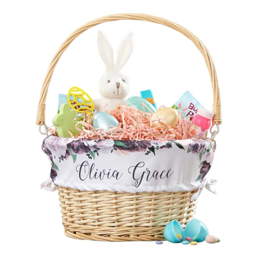 Personalization Universe Personalized Pastel Tie-Dye Easter Basket – Custom Kids Easter Egg Basket – Embroidered Pastel