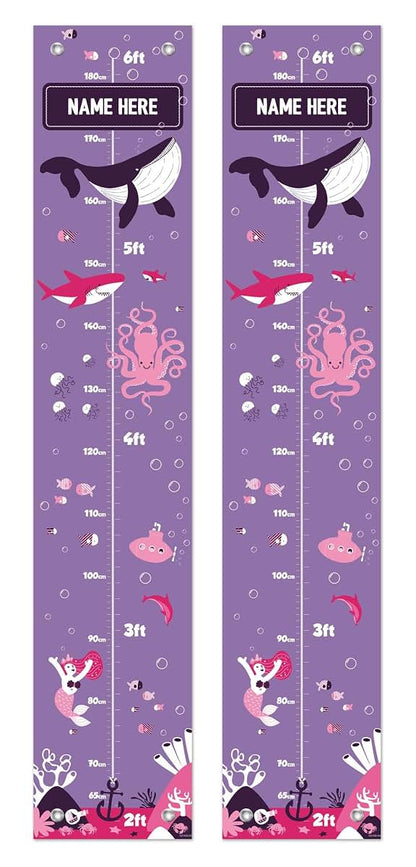 Personalization Mall Personalized Gifts Nautical Whale Aquatic Purple Growth Chart - 2-Pack