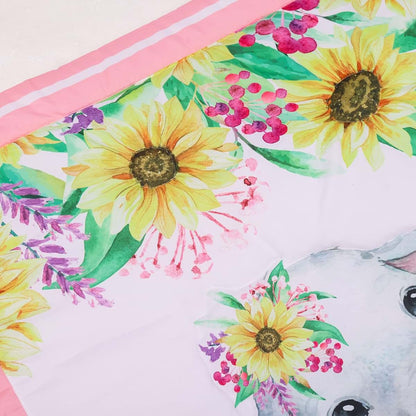CribMATE 5 PC Floral Crib Bedding Set for Girls -Pink Sunflower Elephant Baby Girl Nursery Crib Bedding Set (photo 3)