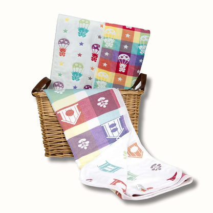 KaWaii Baby 2-Pack Essentials Jacquard Cotton Blanket, Soft Swaddle Receiving Blanket Crib Bed Throw for Newborn Infant