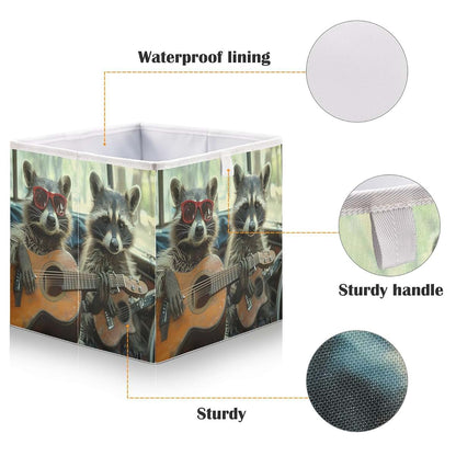YETTASBIN Funny Raccoon Cube Storage Bin, Large Foldable Organizer for Nursery and Closet