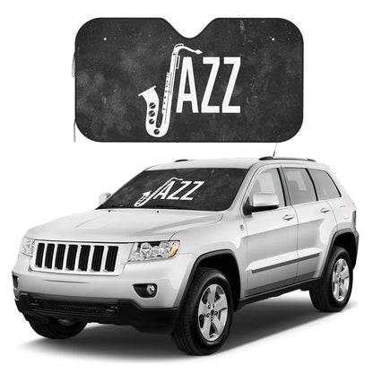 vroos Jazz Saxophone Music Front Windshield Shade Foldable Car Windshield Sunshade Blocks Uv Rays Keep Vehicle Cool