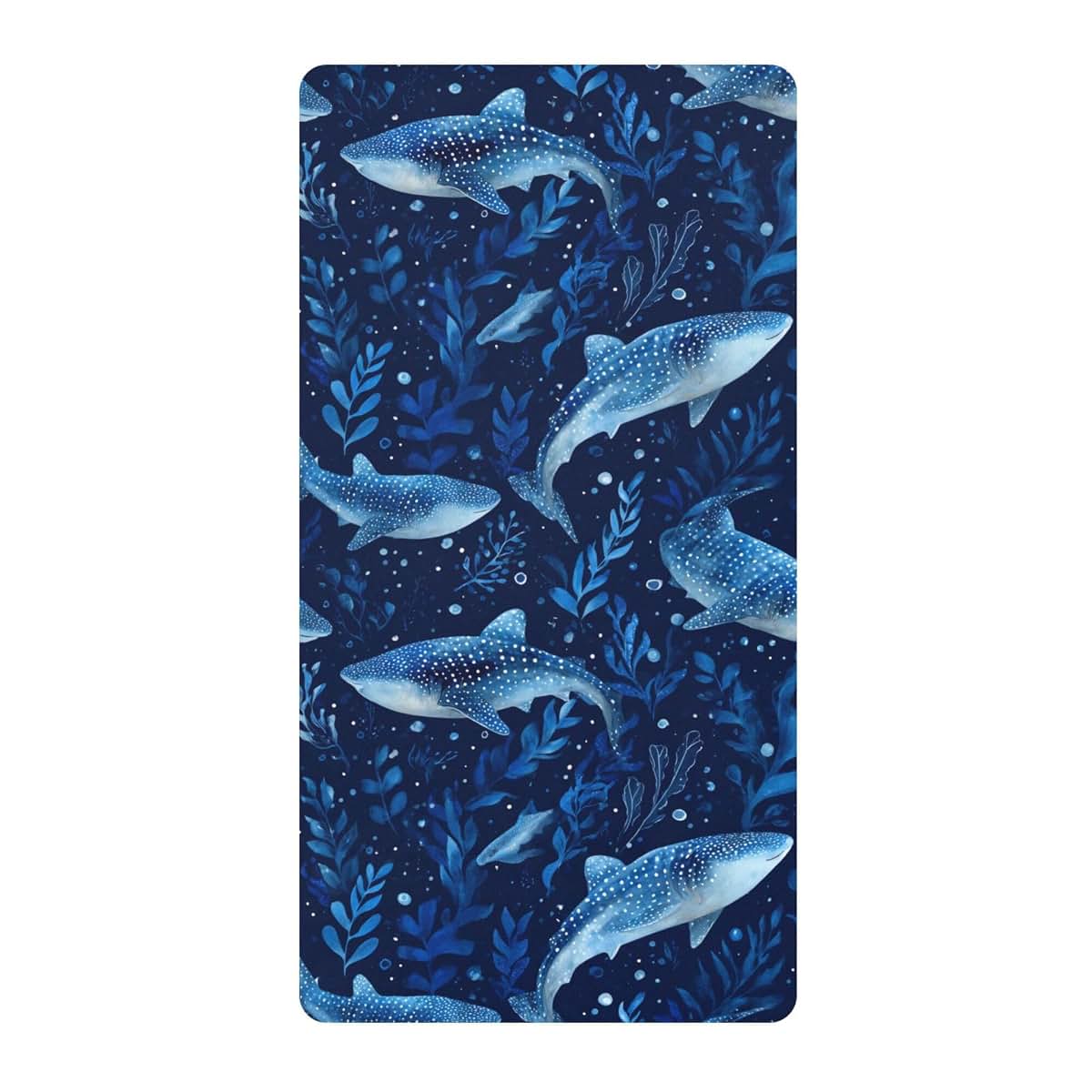 Mazeann Watercolor Whale Sharks Fitted Crib Sheet, Cotton Mini Crib and Playard Cover, 39 x 27 x 5 in