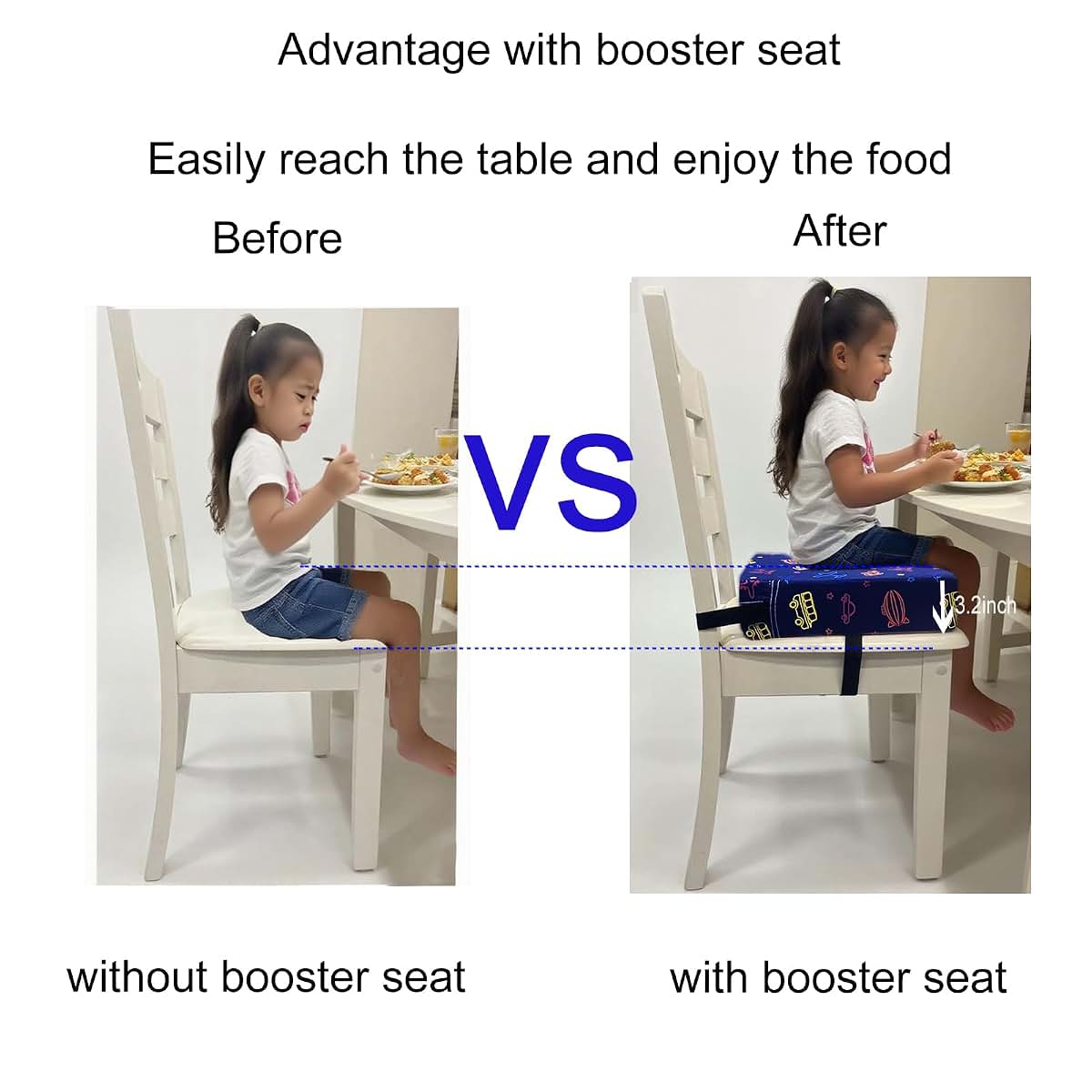 BabyOneStop Toddler Booster Seat with Double Straps and Non-Slip Bottom