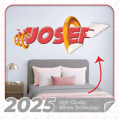 AdesiivoStudio Custom Red Action Name Wall Decal – Personalized Kids Wall Sticker with Motion Effect – Boys Room Decor