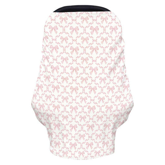 Cstdyfrv Pink Ribbon Bows Baby Pink Baby Car Seats Covers Cute Pastel Bows Multi-Use Breathable Nursing Cover Pink