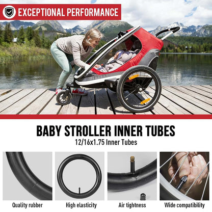 Replacement Inner Tubes for Jogging Stroller 16x1.75 and 12x1.75 Butyl Rubber