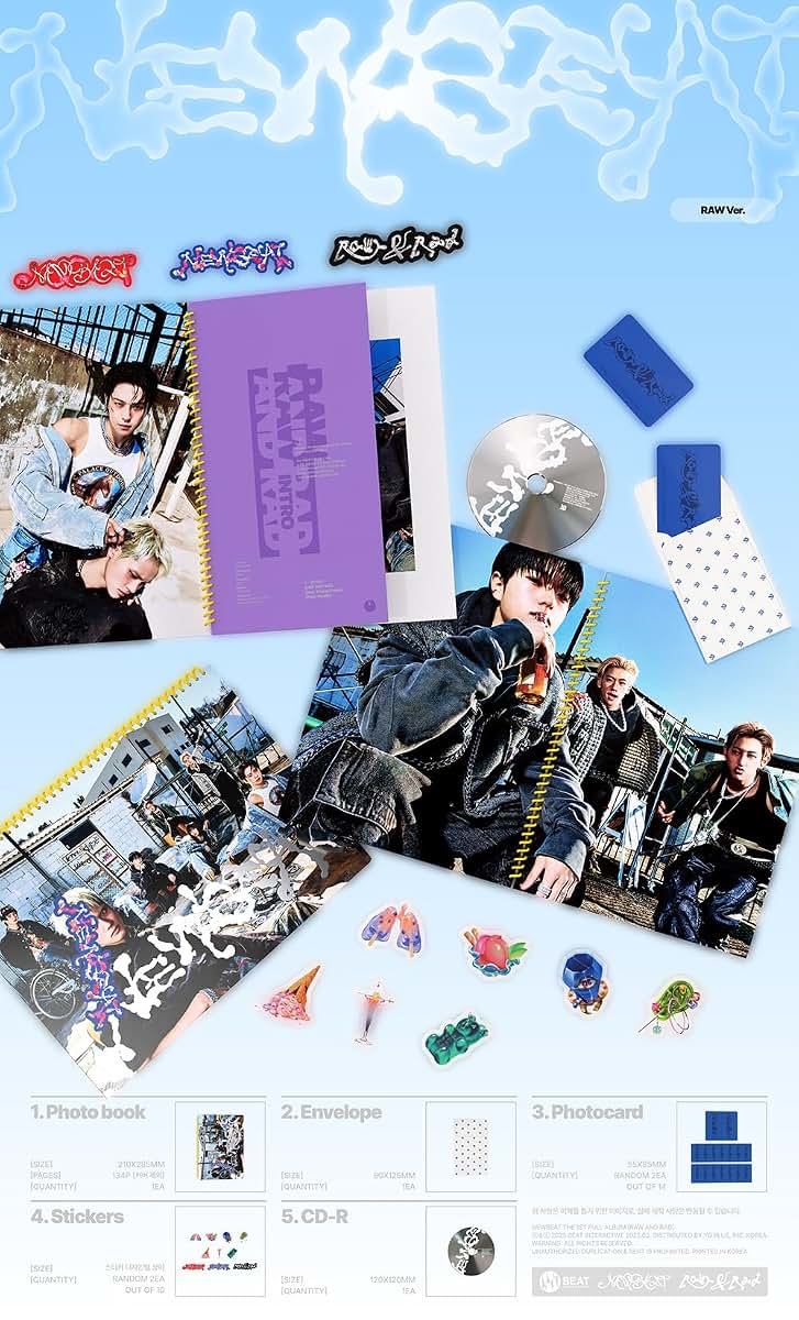 Newbeat Raw And Rad 1st Full Album [Raw Ver.] Photobook + Cd + 2 Photocard + Sticker (Flip The Coin)
