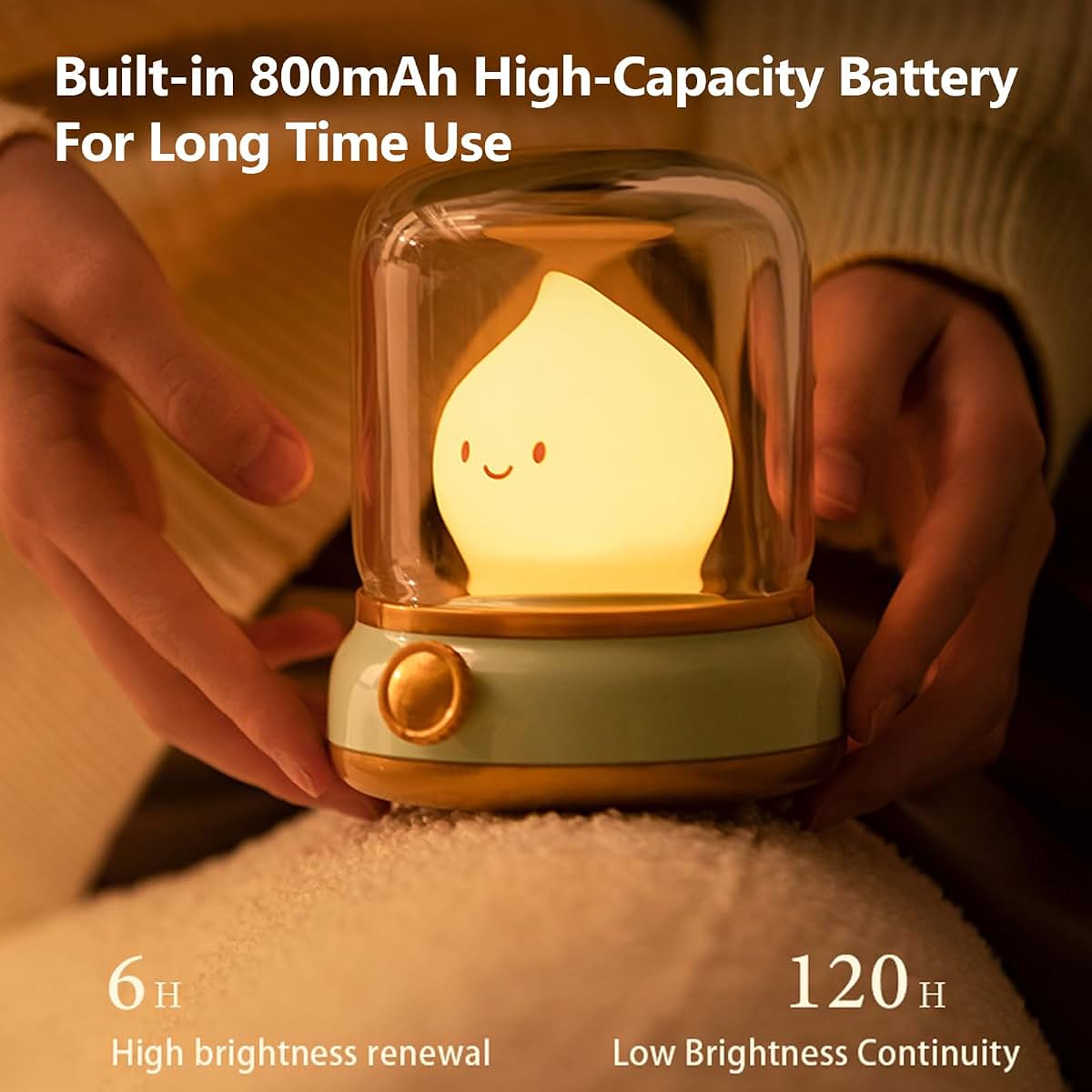 YumeGlint Flameless Kerosene-Style Night Light - Dimmable USB Rechargeable LED Candle Light