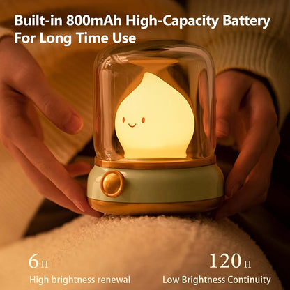 YumeGlint Flameless Kerosene-Style Night Light - Dimmable USB Rechargeable LED Candle Light