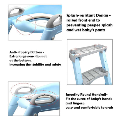 HTTMT Classic Potty Training Toilet Ladder Seat for Toddlers and Kids in Blue