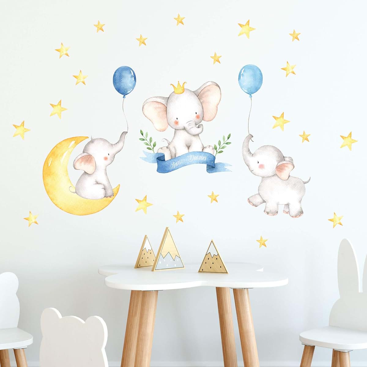 Wall Dressed Up Elephant Wall Stickers, Watercolor Nursery Decals