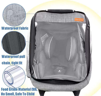 Infant Car Seat Rain Cover With Quick-Access Zipper And Vents