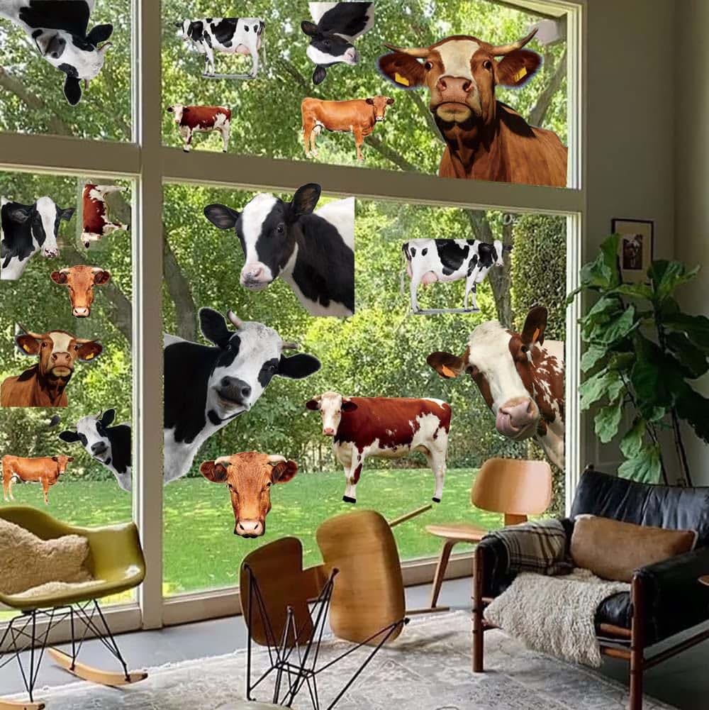 Runtoo Funny Cow Wall Decal Peek Animal Sticker Nursery Decor