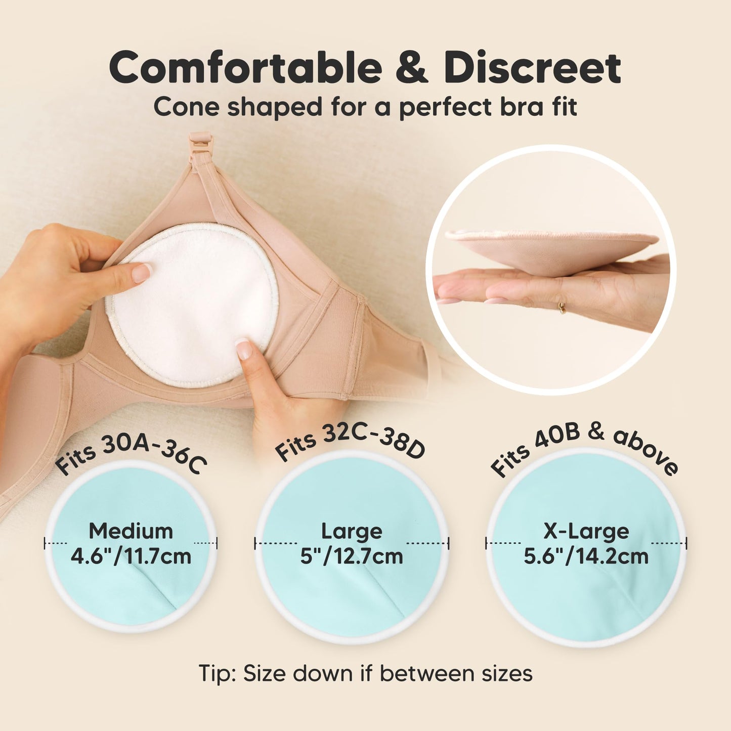 KeaBabies Organic Nursing Pads - 14 Washable Breast Pads
