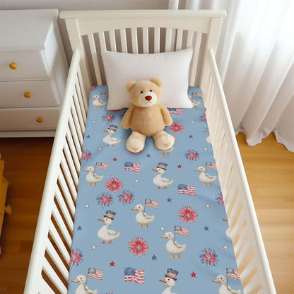 Wicbfdfv Cute American Independence Day Ducks Baby Crib Sheet (photo 4)