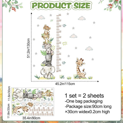 DTLIFEK Jungle Animals Height Chart Wall Decal for Kids