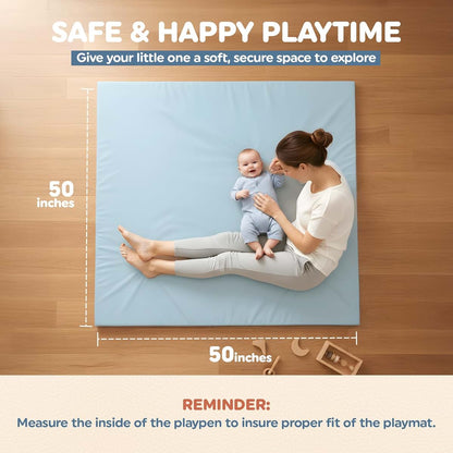 Motherly Haven Play Mat Cover, 50” x 50” Blue (photo 2)