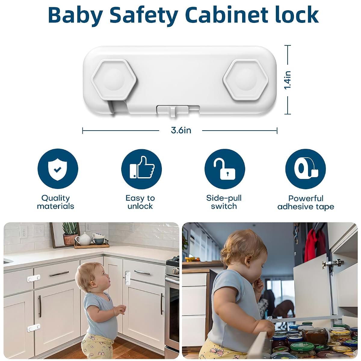 Pe&Hui 8 Pack Baby Proofing Cabinet Locks In White (photo 3)