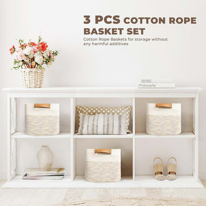 BabyOneStop Danpinera 11-Inch Woven Cotton Storage Cubes, 3-Pack