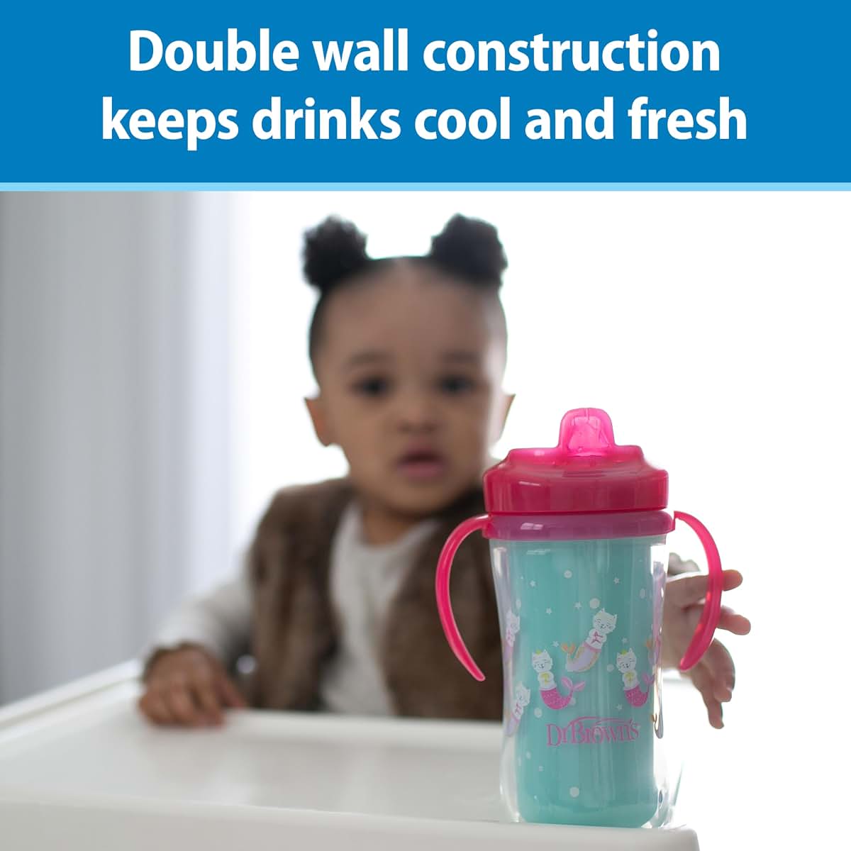 Dr. Brown's Milestones Insulated Hard Spout Sippy Cup, Pink (2-Pack)