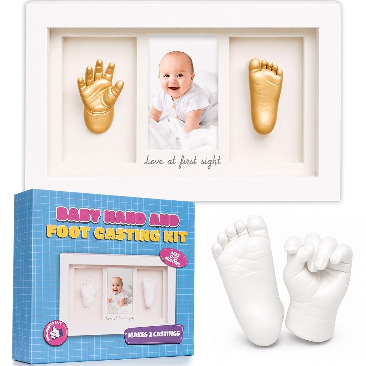 Ifeolo Baby Hand And Footprint Casting Kit With Wood Frame