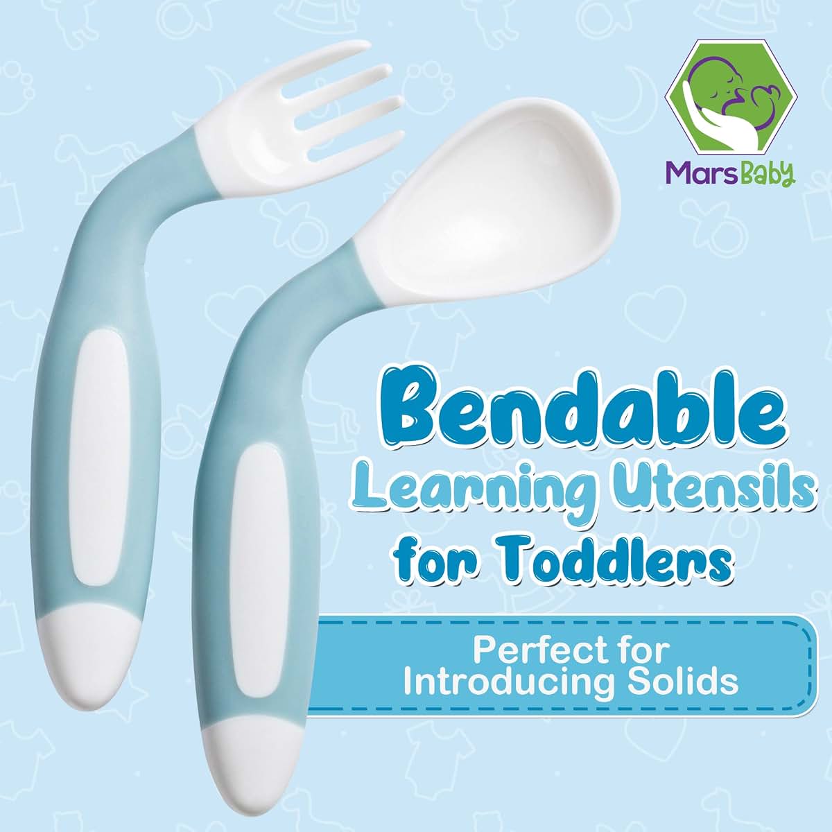 Mars Baby Silicone Baby Spoons Set For Self-Feeding With Travel Case