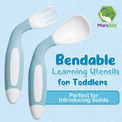 Mars Baby Silicone Baby Spoons Set For Self-Feeding With Travel Case