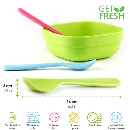 Get Fresh Bamboo Kids Spoons Set 4-Pack Reusable
