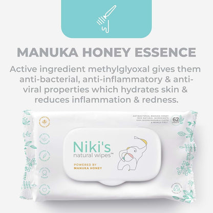 Nikis Natural Wipes Niki's Natural Baby Wipes, Sensitive Organic Manuka Honey Wet Wipes, 4 Pack (photo 4)