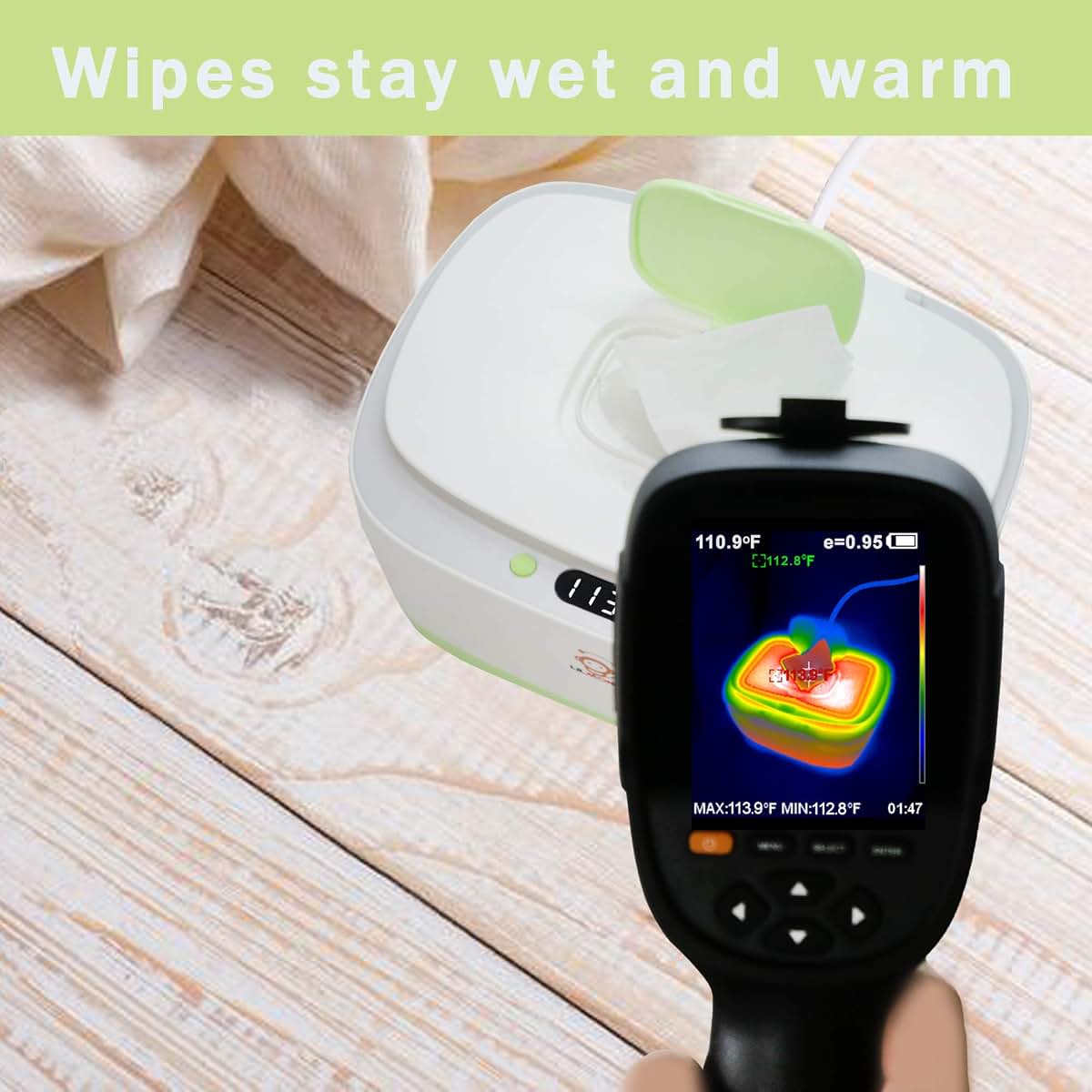 Lilmonki Wet Wipe Warmer and Dispenser with LED Display (photo 2)