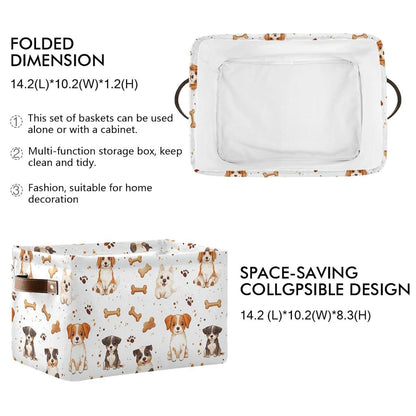 CWUPZAY Cartoon Dogs Toy Storage Basket Canvas Fabric Organizer