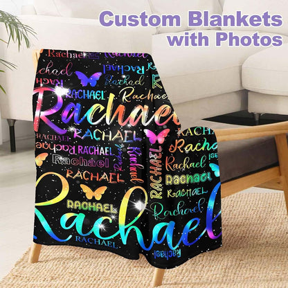 VIPOPSA Customized Baby Blanket, Personalized Gifts Rainbow Blanket with Name for Boys Girl Customized Blankets (photo 3)