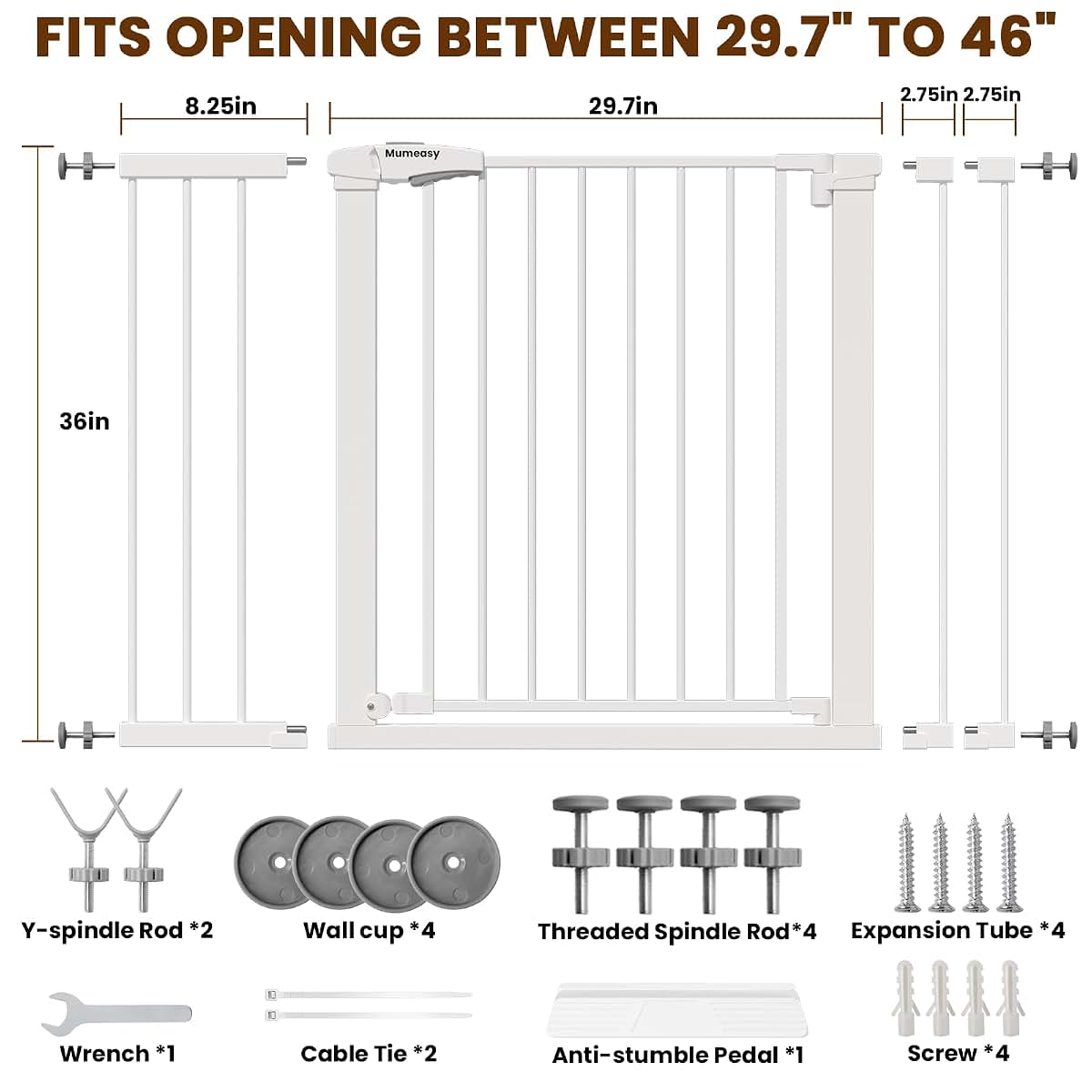 Adjustable Metal Pet and Child Safety Gate for Doors and Stairways