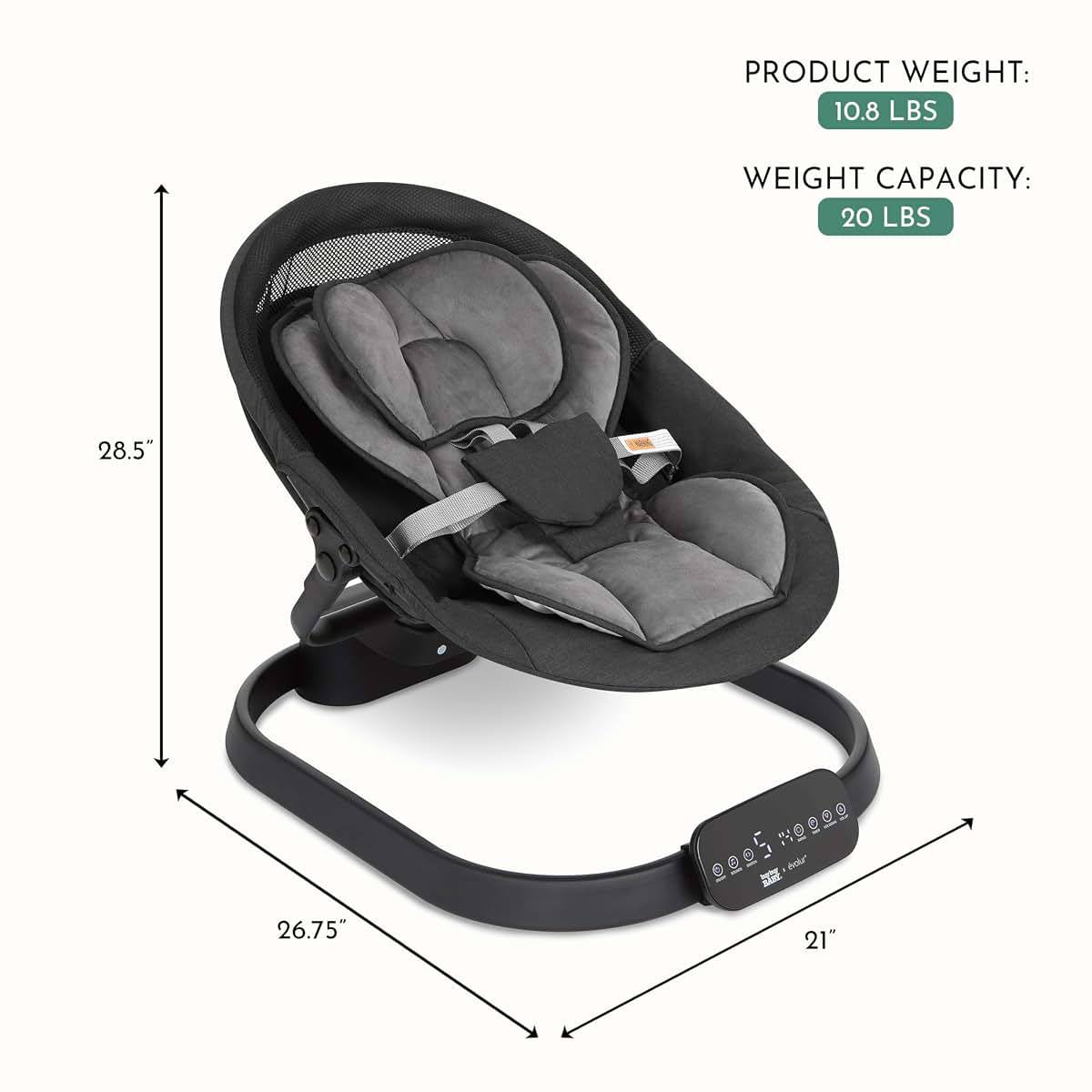 Evolur Comfort Cocoon Baby Swing with Bluetooth and Remote Control (photo 2)