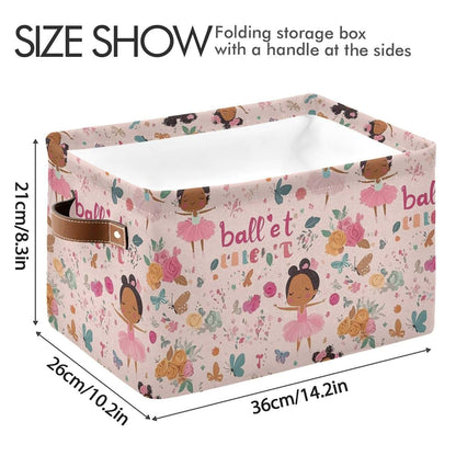 CWUPZAY Pink Ballerina Storage Basket, Collapsible Canvas Bin, 1 Pack