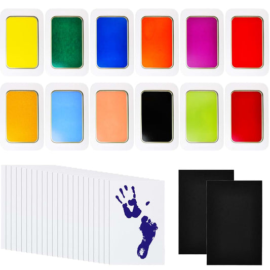 BabyOneStop 12 Set Inkless Baby Handprint and Footprint Kit with 24 Imprint Cards for Newborn Keepsakes