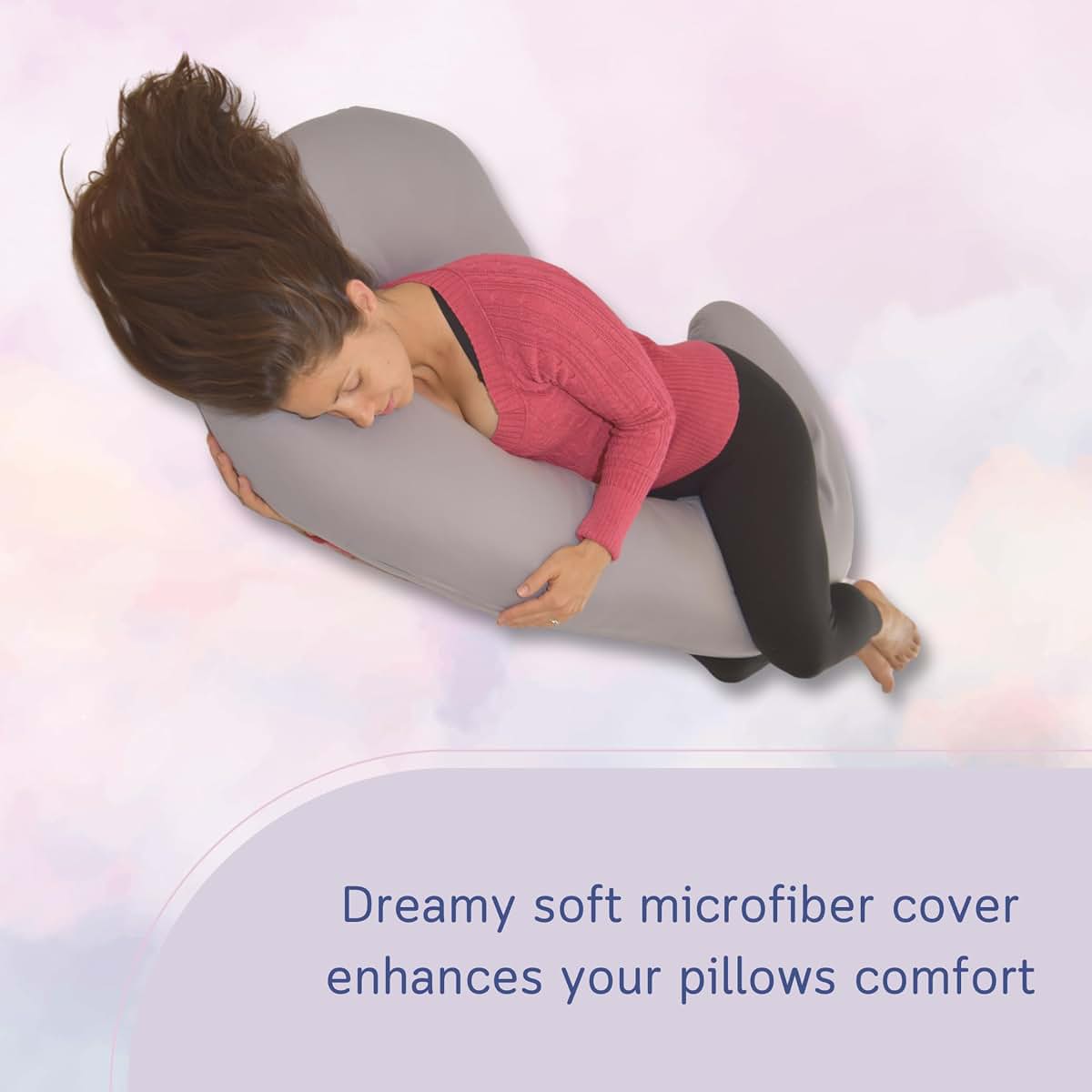 The Daisy Bee New Microfiber Zippered Replacement Maternity Body Pillow Cover (Grey) (photo 2)