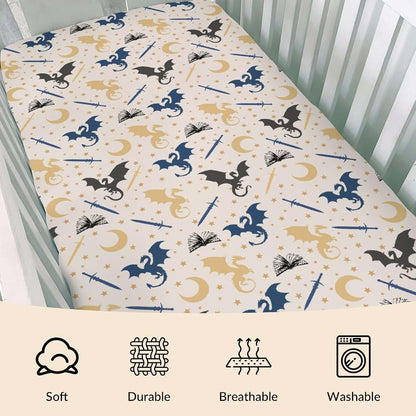 Cstdyfrv Fantasy Dragons Books Fitted Baby Crib Sheet, 28x52 Inches (photo 3)