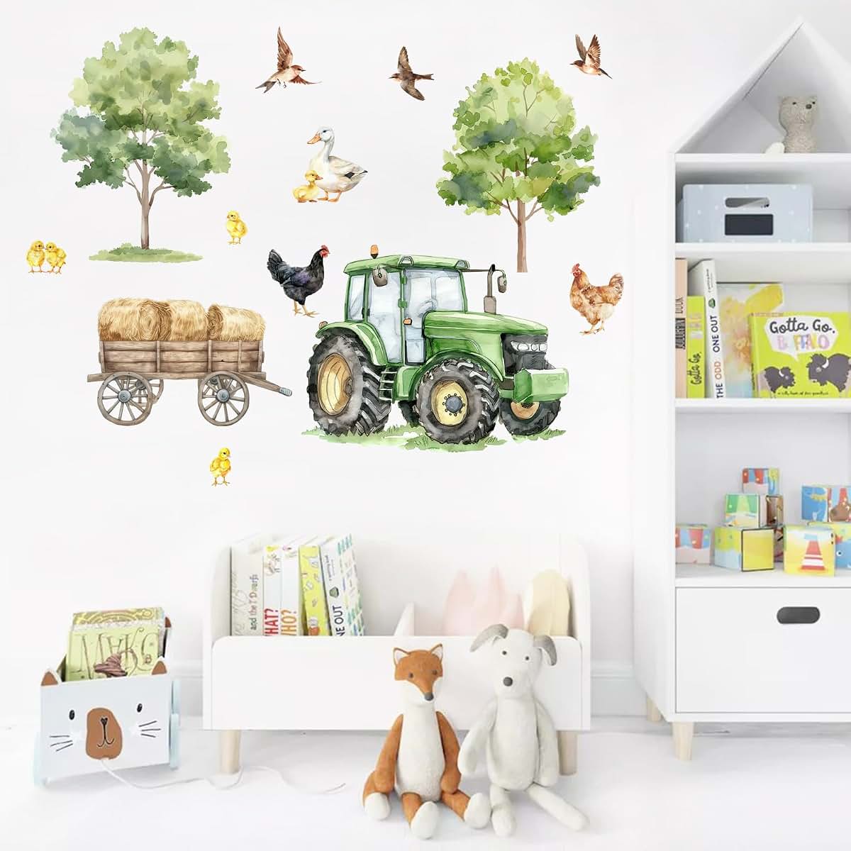 Mfault Farm Animals Wall Decals Stickers, 2 Sheets Vinyl Nursery Kids Room Decor