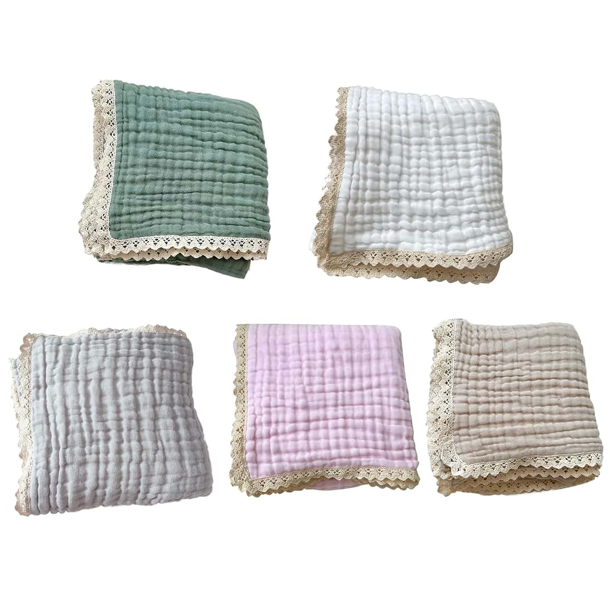 Houniixie Cotton Gauze Blanket With Delicate Lace Trim - Beige (photo 4)