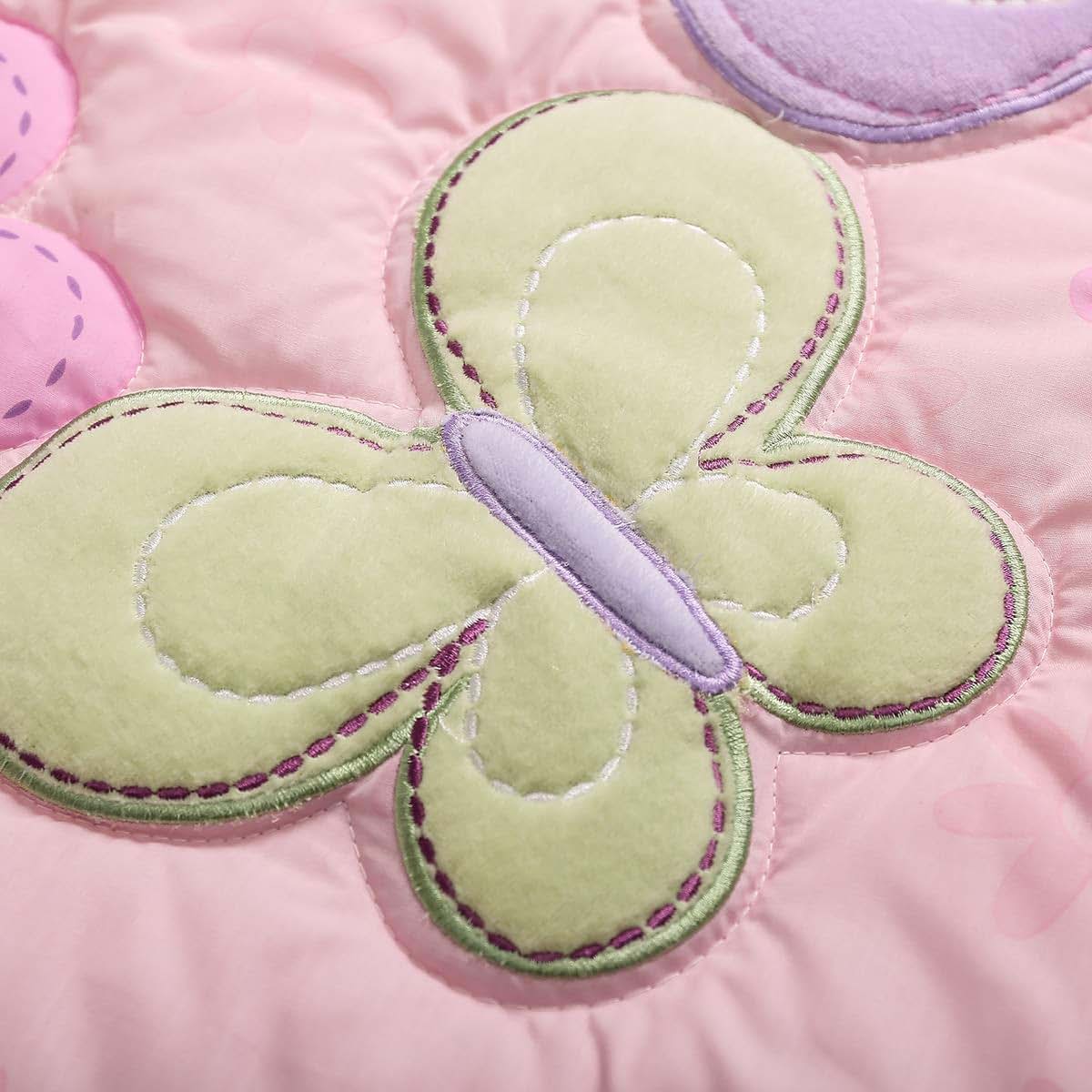 Butterfly Embroidery Crib Bedding Set for Nursery Cot