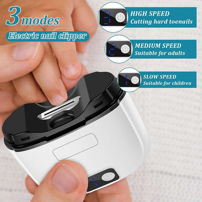 BabyOneStop Electric Nail Clipper with 3 Speed Modes and LED Light