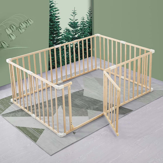 Jolan Wooden Baby Playpen With Gate, 90x100cm